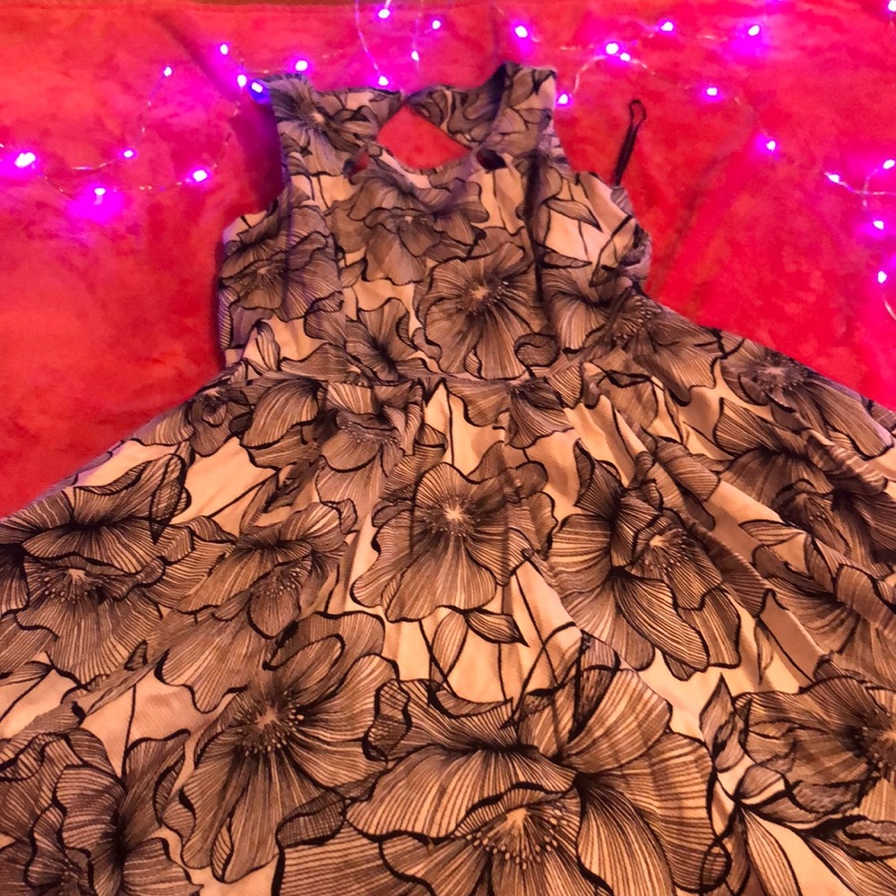 This is a black and white floral dress